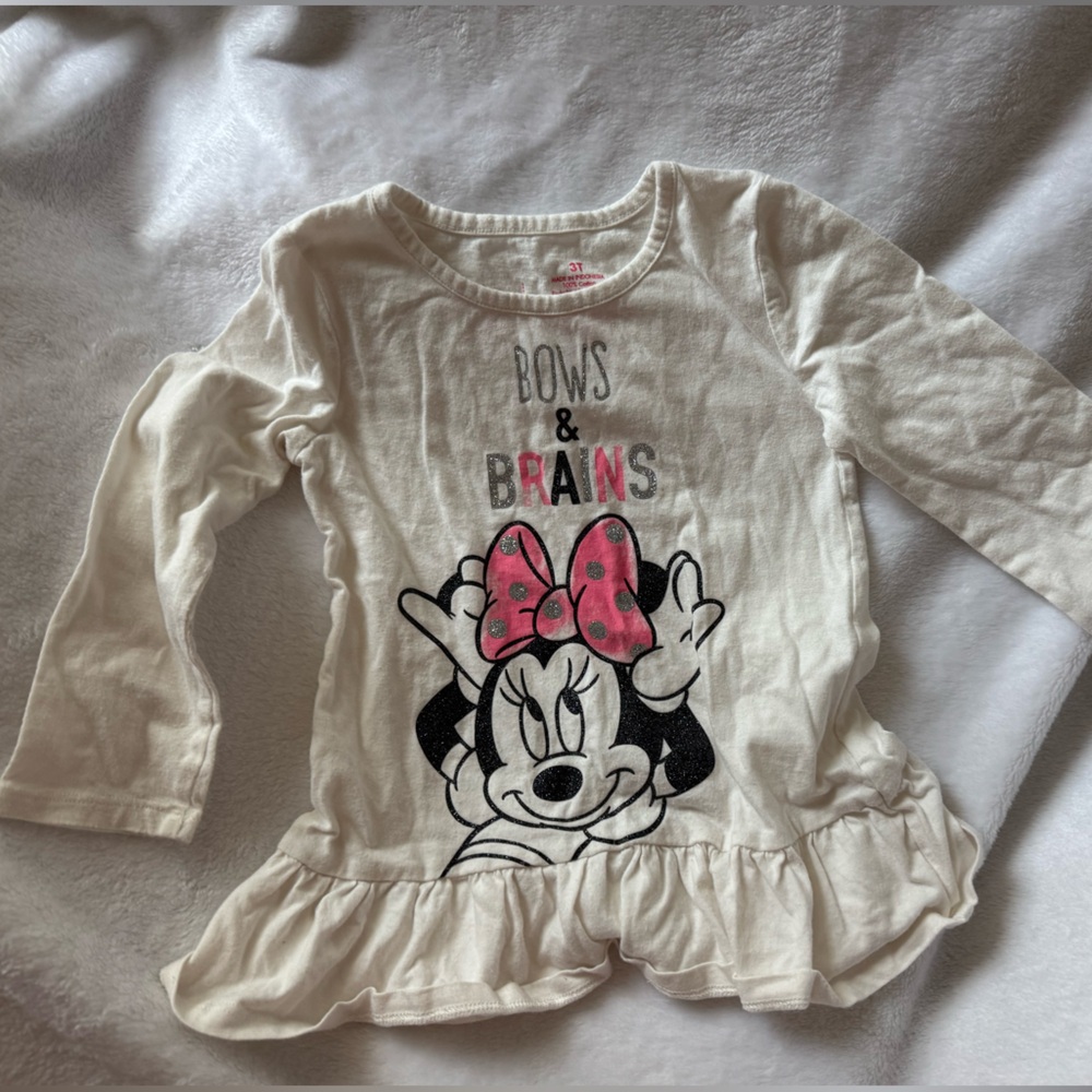Disney Minnie Mouse Cream Long Sleeve Top